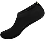SHOESKISS Barefoot Water Skin Shoes Aqua Socks for Beach Swim Surf Yoga Exercise (1. S(W:5-6, US Kids:3-4), Black)