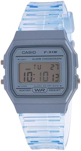 Casio F91W-1 Classic Resin Strap Digital Sport Watch, Clear Blue