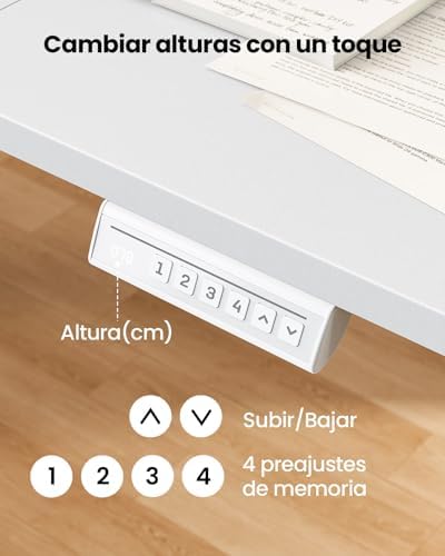 Escritorio Elevable Eléctrico, 120x60cm, Blanco