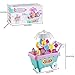 Loveje 19 PCS Ice Cream and Candy Trolley Toy,Play Food Supermarket Trolley Cart Toys with Rotating Music Lighting Pretend Play Set Best Gift for Boys and Girls