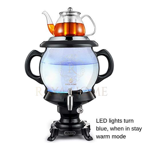 The ORIGINAL RAYA Glass Electric Samovar & Modern Tea Maker, Black| 4.5 Ltr/155 oz | Persian Samovar |Russian Samovar | Turkish Samovar