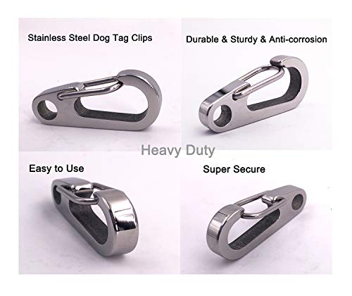 COMTIM 2 Pack Dog Tag Clips, Stainless Steel Heavy Duty Quick Clips Pet ID Tag Holder for Dog / Cat Collar and Harness