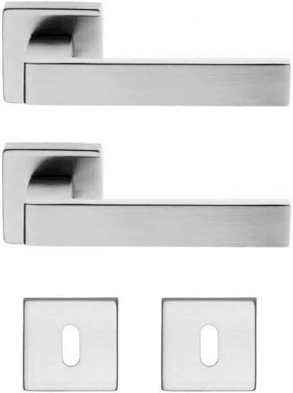 Bricolevante Interior Door Handles Available in several variants sold in pairs - Square Door Handle (Square, Satin Chrome)