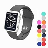 XIYA Soft Silicone Replacement Sport Band for Apple Watch for 2 Lengths, Gray,38mm