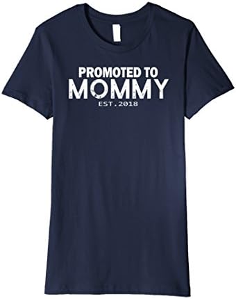 Womens Promoted To Mommy Est 2018 Premium T-shirt Mom Mama Gift XL Navy