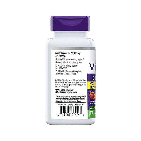 Natrol Vitamin B12 Fast Dissolve Tablets, Promotes Energy, Supports a