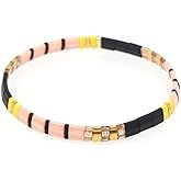 Sonateomber Tila Flat Beaded Stretch Bracelets for Women, Trendy Unique Colorful Square Beads Handmade Stack Bracelet Friendship Accessories Fashion Jewelry Gift