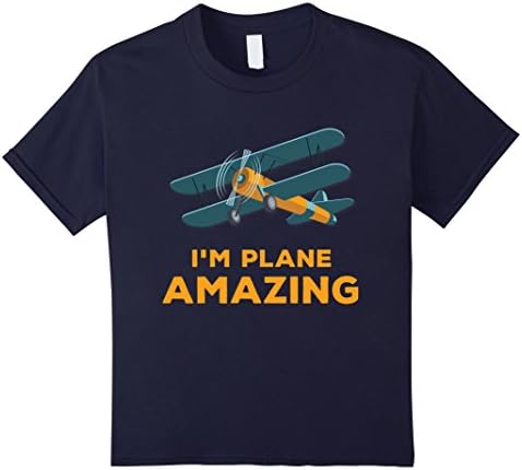 unisex-child Airplane T-Shirt Boys Girls Kids Pun I'm Plane Amazing 6 Navy