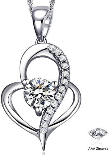 Love is the beauty of soul" Sterling Silver Cubic Zirconia Love Heart Fashion Pendant Necklace(white)