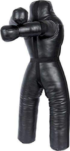 LEATHERAY MMA Jiu Jitsu Judo Punching Bag Grappling Dummy Black Synthetic Leather- 59 inches-Unfilled
