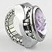 Youyoupifa Oval Faceted Crystal Inlay Hunter Case Quartz Finger Ring Watch (Light Purple)
