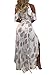 Knight Horse Women's Sexy V Neck Floral Printed Ruffles Crop Two Piece Maxi Dress Coffee M