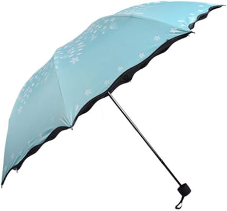 Amazon ハスの葉は 小さな黒い傘 黒い傘のパラソル 晴れた雨 傘の3つの折り畳み傘を印刷します 绿色 Wanggang 折りたたみ傘 通販