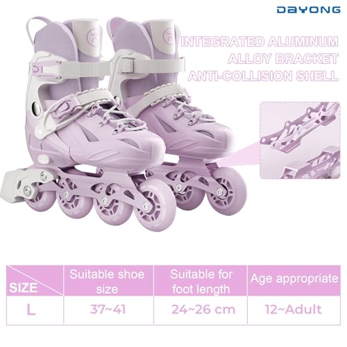 DAYONG Roller Skates for Kids, Adjustable Inline Skating Shoes with 8 Light Up Wheels and Double Adjusting Buckle, Dual Mode Breathable Rollerblades for Beginners, Kids, Adult.