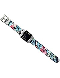 Fitbit Ionic Correa de piel   FITBIT Ionic correa plata Conectores hermoso patrón colorido creativo personalizado Flor, S 17