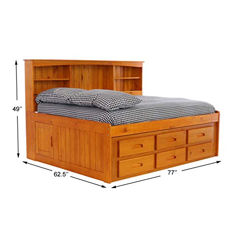 Discovery World Furniture Bookcase Daybed with 6 Drawers, Full, Honey - Thumbnail 2