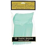 Party Perfect Cool Plastic Spoon Tableware, Robin's Egg Blue, Full Size, Pack of 20