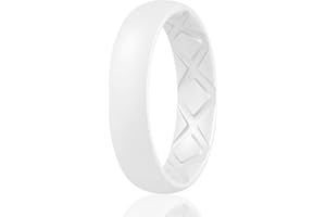 Egnaro Inner Arc Ergonomic Breathable Design, Silicone Rings for Women with half sizes, Women's Silicone Wedding Band，5mm Wide-2mm Thick