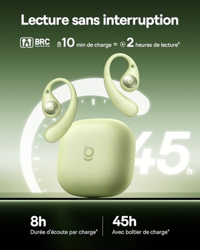 Eli Sport2 Open Ear Écouteurs, Écouteurs Sport à Conduction Aérienne avec Courbe de Confort S, 45H d’Autonomie, SuperBass 2.0, IPX7, Bluetooth 6.0, Appels Clairs avec 4 Micros IA