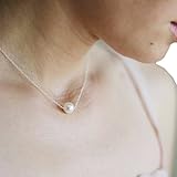 Ammazona Women Fashion Simple Imitate Pearl Bib Choker Statement Collar Necklace (Silver)