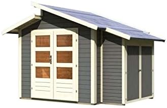 Karibu Gartenhaus Gronelo Mit Anbauschrank Terragrau 28 Mm Amazon De Garten