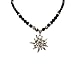 Bavarian Imitation Pearl Necklace Rhinestone Edelweiss (black) - Traditional German Dirndl Jewelry