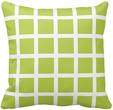 Custom Print Pillowcase Cover Apple Green and White Check Gingham Grid Pattern Pillow Case Cover Square Zippered 20X20 Inch Two Sides