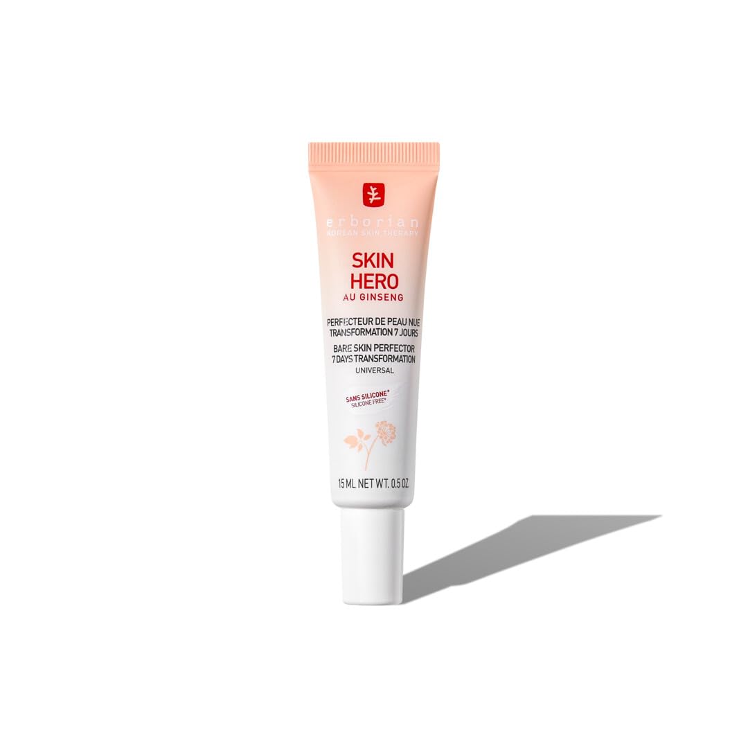 Erborian - Skin Hero with White Ginseng - Untinted Face Care Bare Skin Perfector in 7 Days with Hyaluronic Acid - Korean Cosmetic Care - 15 ml