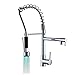 Rozin Chrome Finish Single Hole Spring Kitchen Sink Faucet LED Light Spray Mixer Tap