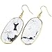 rockcloud White Howlite Turquoise Stone Dangle Hook Earrings Oval Gold Plated