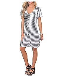 Mini vestido de manga larga con cuello en V y manga larga con cuello en V y bolsillos SOLERSUN para mujer