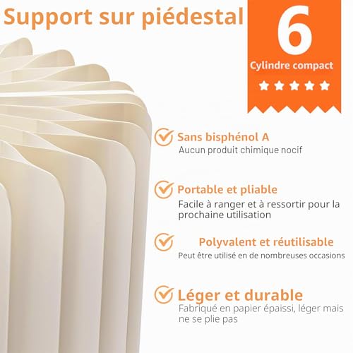 Set of 6 Folding Sideboard Cake Stand with 6 Round PVC Plates, Acrylic and Cardboard Cake Stand for Catering, Dessert, Jewellery, Figurines, Sweets, Food