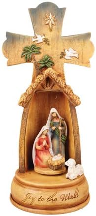Natale Nativita.Natale Tradizionale Xmas Cross Joy To The World Presepe Di Natale Nativita 3 Figure Special Xmas Wind Up Musical Gift Amazon It Casa E Cucina