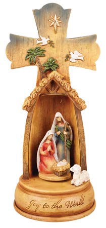 Traditional Nativity Xmas Scene - 3 Figure Special Wind-Up Musical Gift