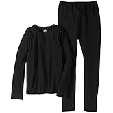 Fruit of the Loom Girls' Core Performance Thermal Underwear Top & Bottom Set - Rich Black (4/5(XS))