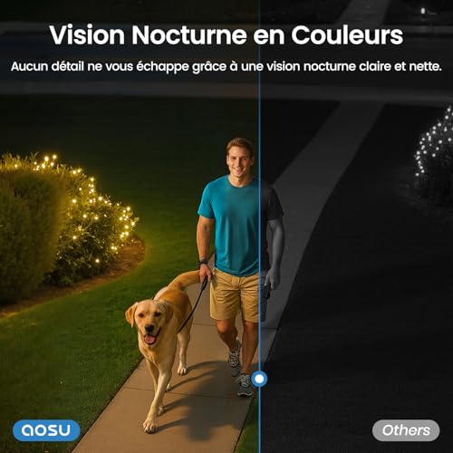 AOSU 2K Wireless Outdoor Surveillance Camera, Base+ 4 Cam, 32GB Local Storage, 3MP WiFi Solar Camera with Battery, Integrated Solar Panel, Night Vision Colour and Motion Detector