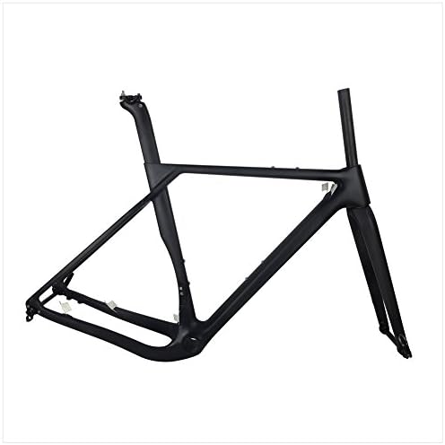 Newest Road MTB Gravel Full Carbon Bike Frame, Gravel Carbon Bicycle Frame, Cyclocross Disc Frame With Thru Axle 100/142mm (Matte, 52)