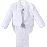 Dressy Daisy Baby Toddler Boys Tuxedo Suit with Tail Formal Wear Outfit Set Size 12-24 Months & 2T to 4T, Black Ivory White