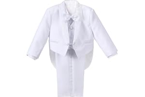 Dressy Daisy Baby Toddler Boys Tuxedo Suit with Tail Formal Wear Outfit Set Size 12-24 Months & 2T to 4T, Black Ivory White