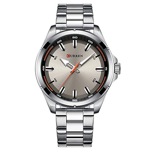 CURREN Reloj de pulsera para hombre de cuarzo, correa de acero inoxidable, simple y creativo