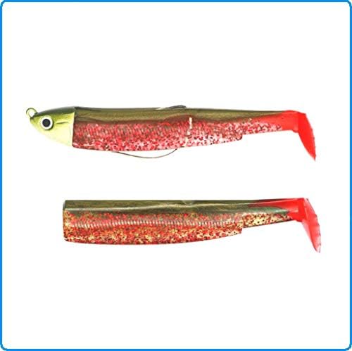 Black Minnow Fiiish Lures – Combo BM120 Vinyl Soft Lure Bass Fishing Spinning bass and other Species – 1 Head + 2 bodies + 1 Hook Nº3