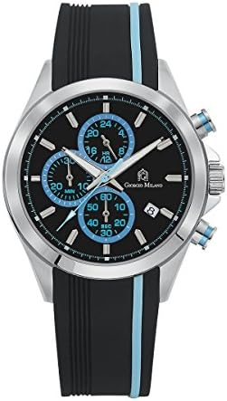 Giorgio Milano 106ST32 Stainless Steel Chronograph Watch with black/blue Silicon Strap