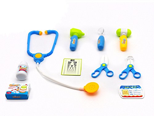 Little Treasures Doctor Medical Play Set - Designed specifically for 3+ Kids; Consist of Stethoscope, Otoscope, Reflex Testing Hammer, Inspection Mirror, Medical Scissors, Medicines, Work Permit Card