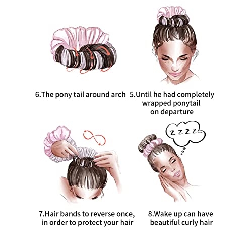 New Heat Free Curl Hair Band, Lazy Curling Ring Heat Free Sleep Soft Elastic Hair Band, Overnight Use DIY Ponytail Styling Tool for Women\'s Long Hair. (blue)