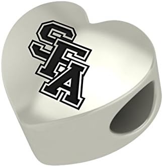 Stephen F. Austin University Lumberjacks Sterling Silver Heart Bead Fits Most European Style Charm Bracelets