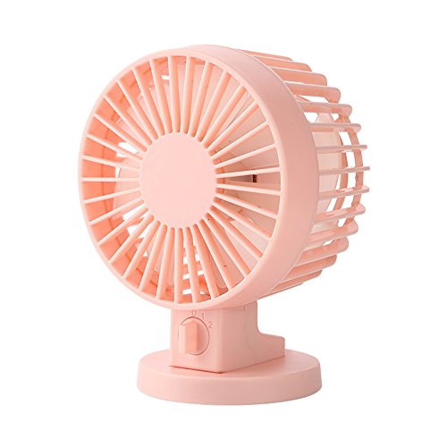 Double-vane, 2-Speed, Portable Mini USB Desk Fan Ultra-quiet Adjustable ABS Electric Creative Fan for Home Office Computer (Pink)