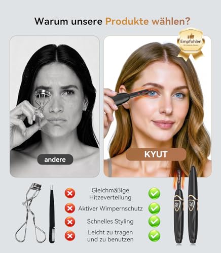 2-in-1 Heated Eyelash Curler, No. 1 in Precise Temperature Control, Certified Fast Heating Technology for Instant Styling, Heated Eyelash Curler for Morning, Office, Travel, Event