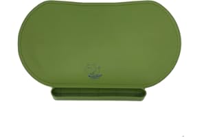 BABYMUMBO Children Place Mat by Baby Mumbo, Premium Quality, Food Grade Silicone for Maximum Hygiene, Unique Raised Edges Design and Spill Proof Accident Tray, Lightweight and Portable Color (Olive Green)