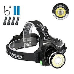 Headlamp, 2 in 1 Newest T6 Spot Zoomable+COB Board
