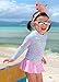 Baby/Toddler Girls Two-Pieces Swimsuit Long Sleeve Stripe UPF 50+ Sun Protection Swimwear Beachwear Set Pink